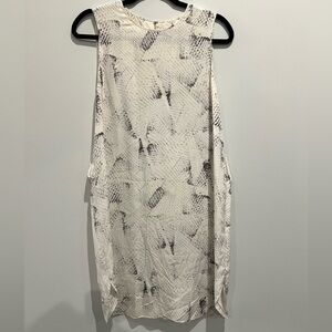 Saba Silk Short Sleeveless Dress White and Gray Size 10